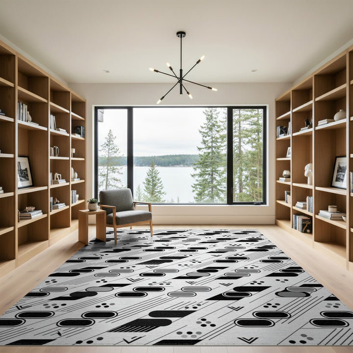 Black White Geometric Area Rug