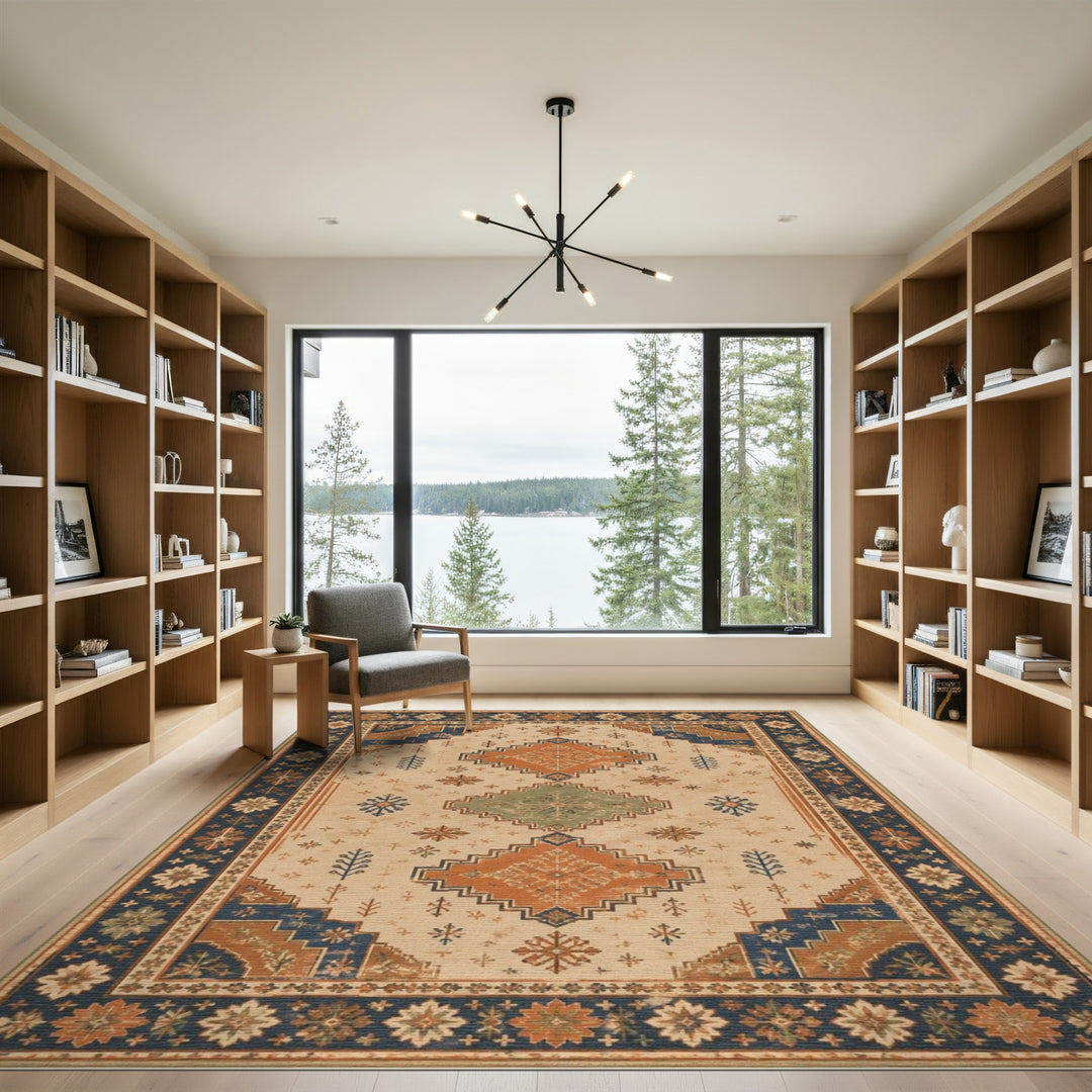 ODIKA Beige Heritage Tribal Area Rug