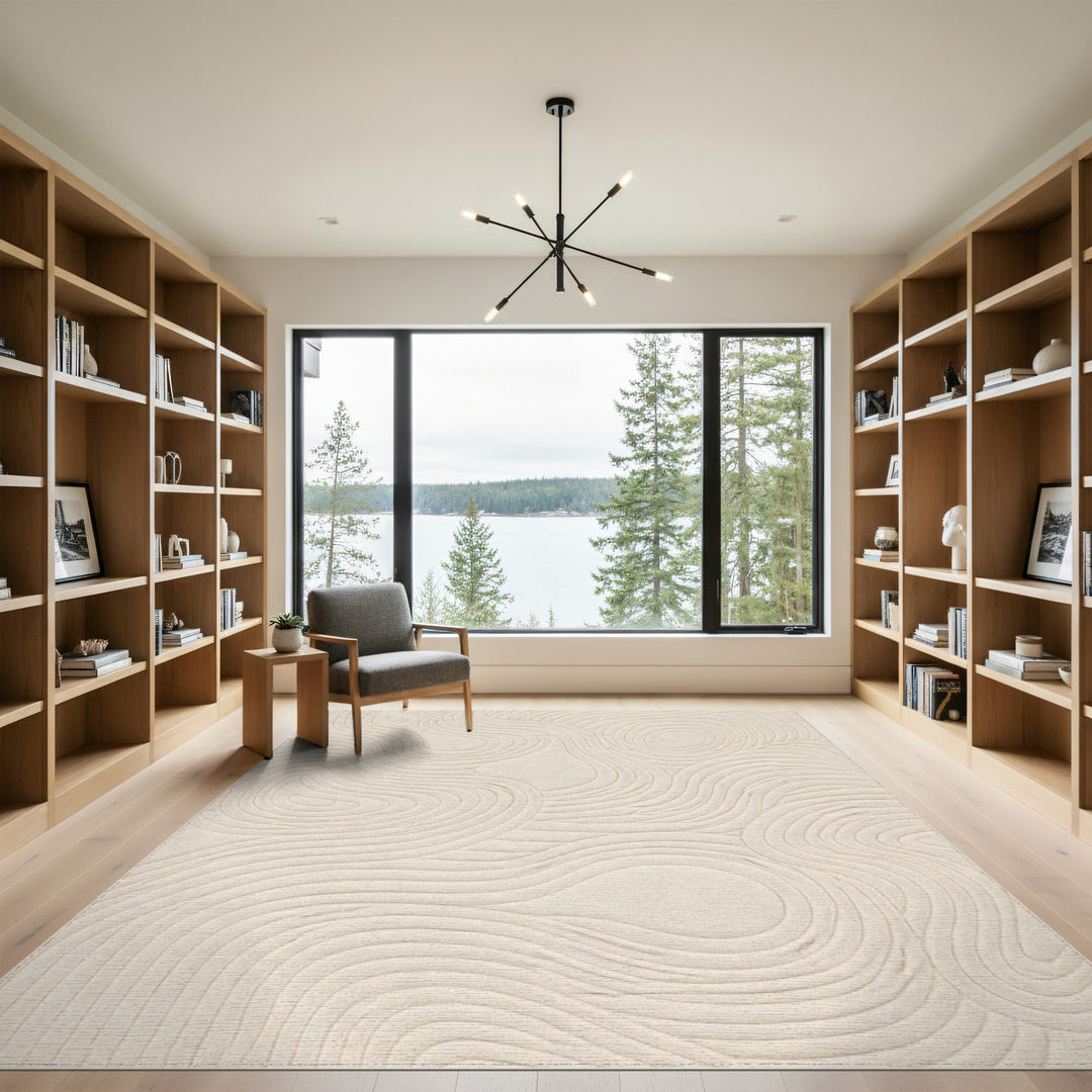 Beige Abstract Swirl Area Rug