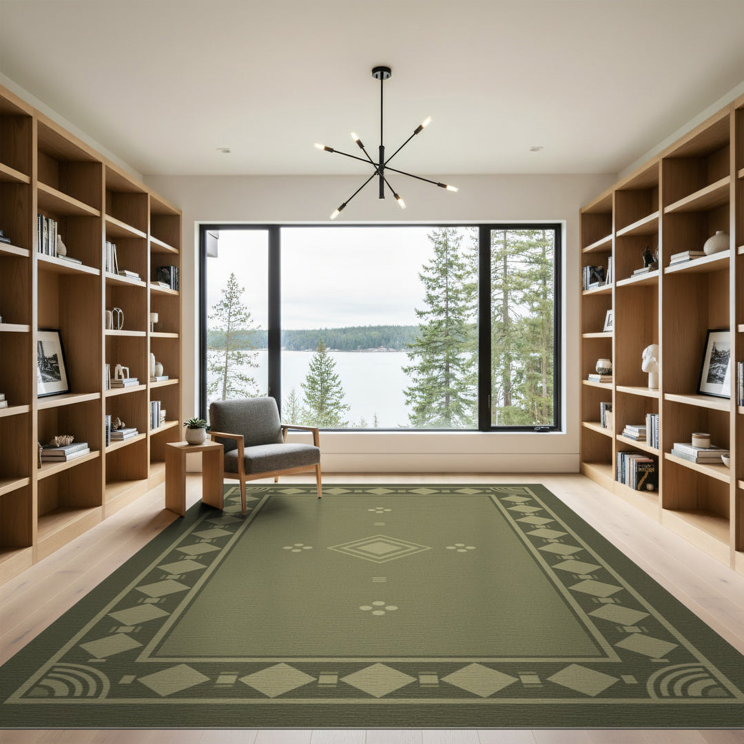Diamond Green Geometric Diamond Area Rug