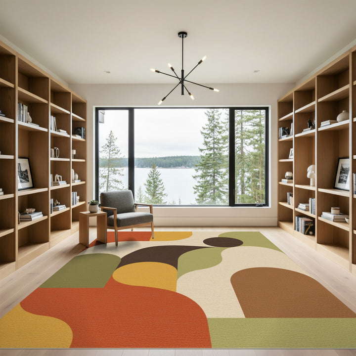 Warm Tone Geometric Area Rug