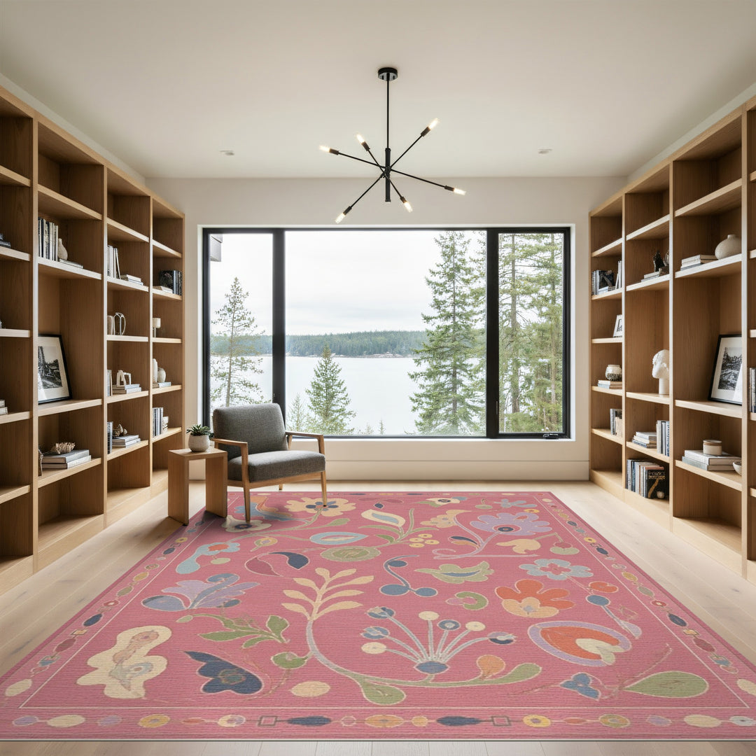Pink Floral Vintage Area Rug