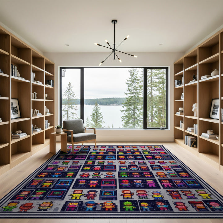 Retro Pixel Arcade Multi-Color Kids Rug