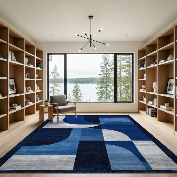 Geometric Modern Blue Abstract Geometric Area Rug