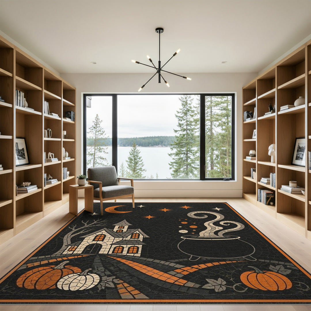Mosaic Halloween Cauldron Area Rug