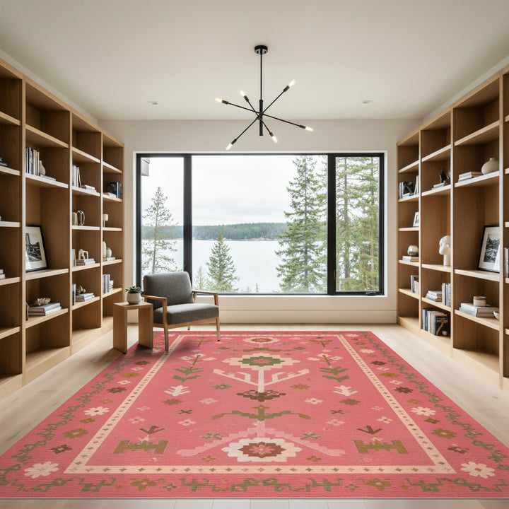 Pink Floral Heritage Area Rug