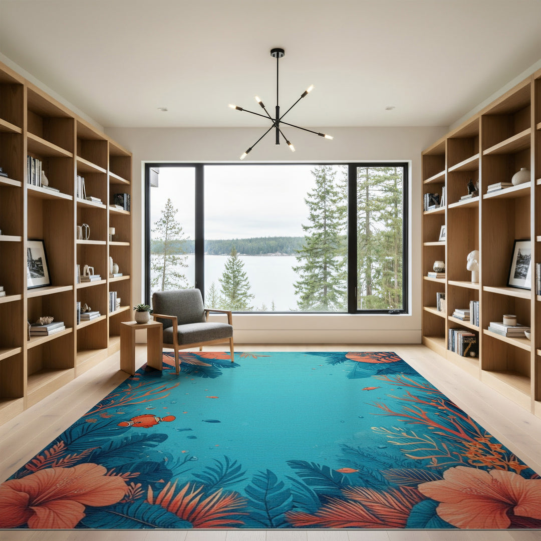 Tropical Reef Fish Washable Area Rug