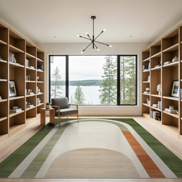 Green Geometric Arch Area Rug