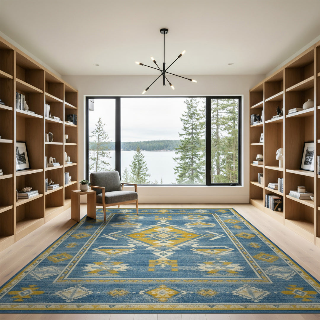 Blue Southwestern Area Rug