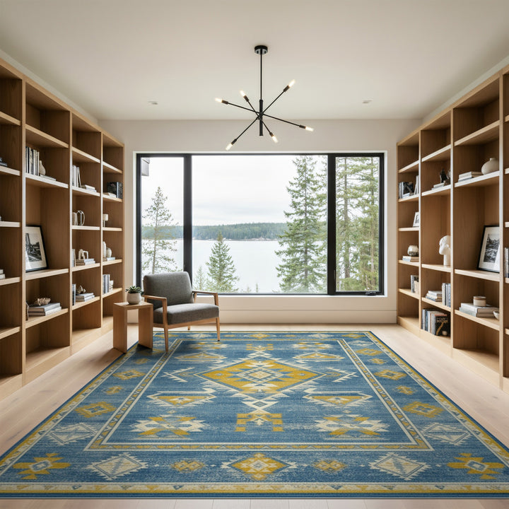 Blue Southwestern Area Rug