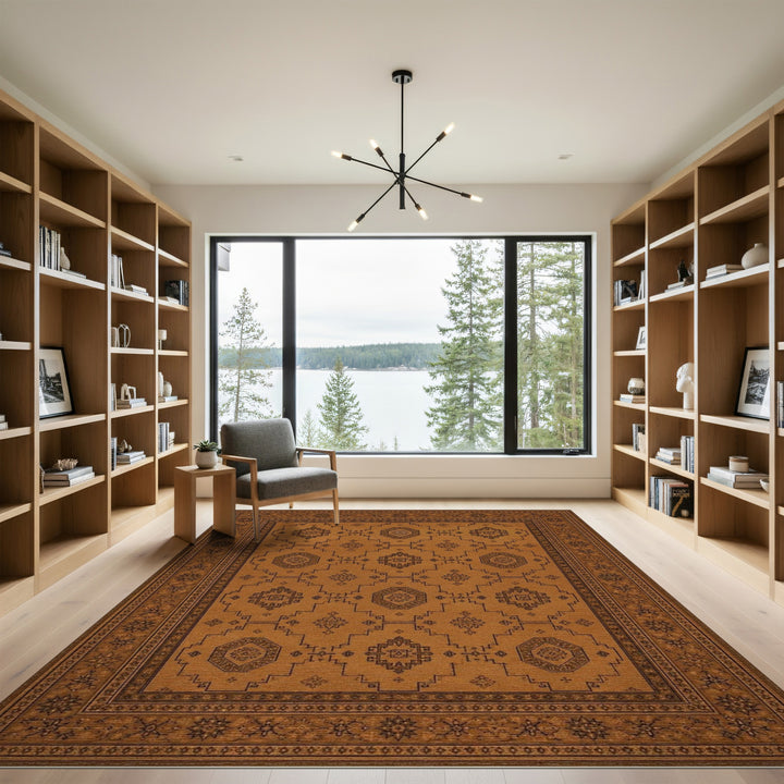 Brown Tan Persian Medallion Area Rug