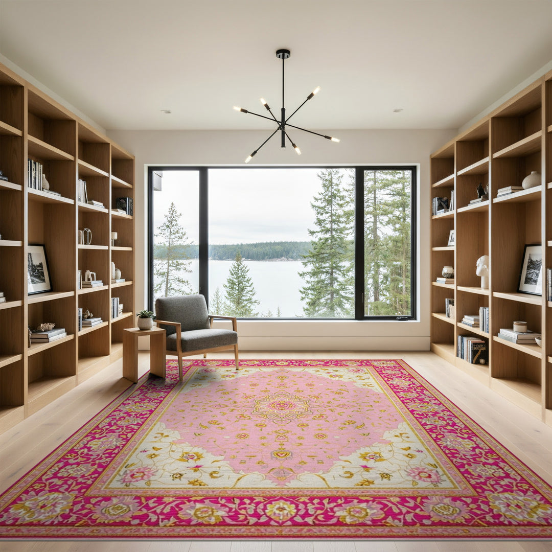 Pink Floral Vintage Area Rug