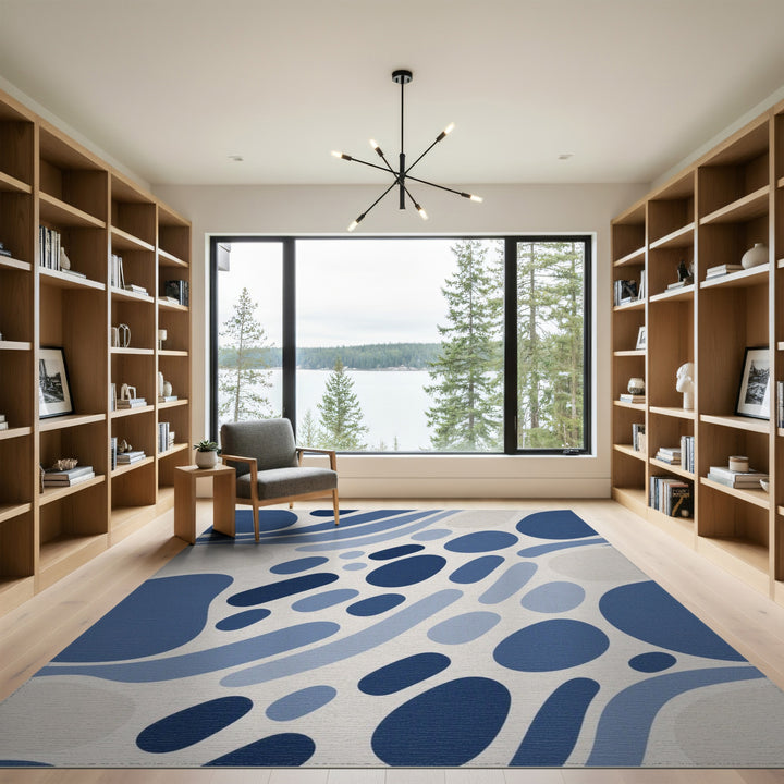 Abstract Area Blue Abstract Flow Area Rug