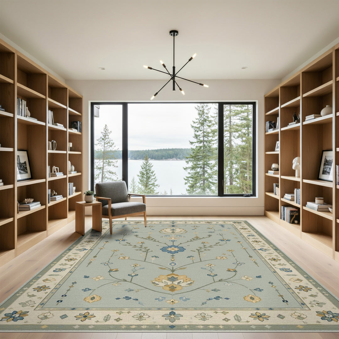 Blue Floral Vintage Area Rug