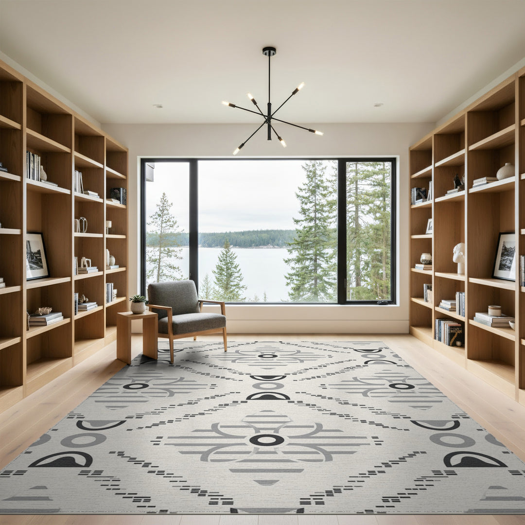 Black White Geometric Area Rug