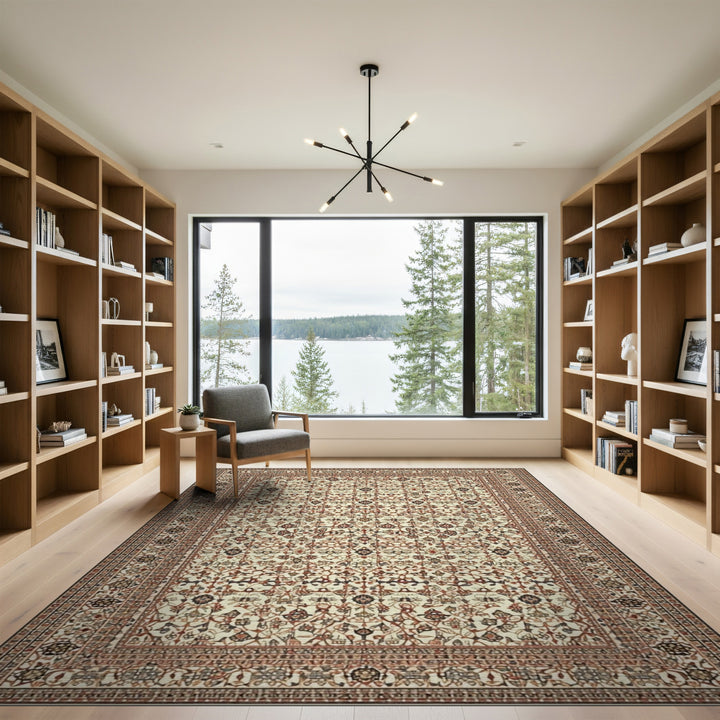 Beige Persian Medallion Area Rug