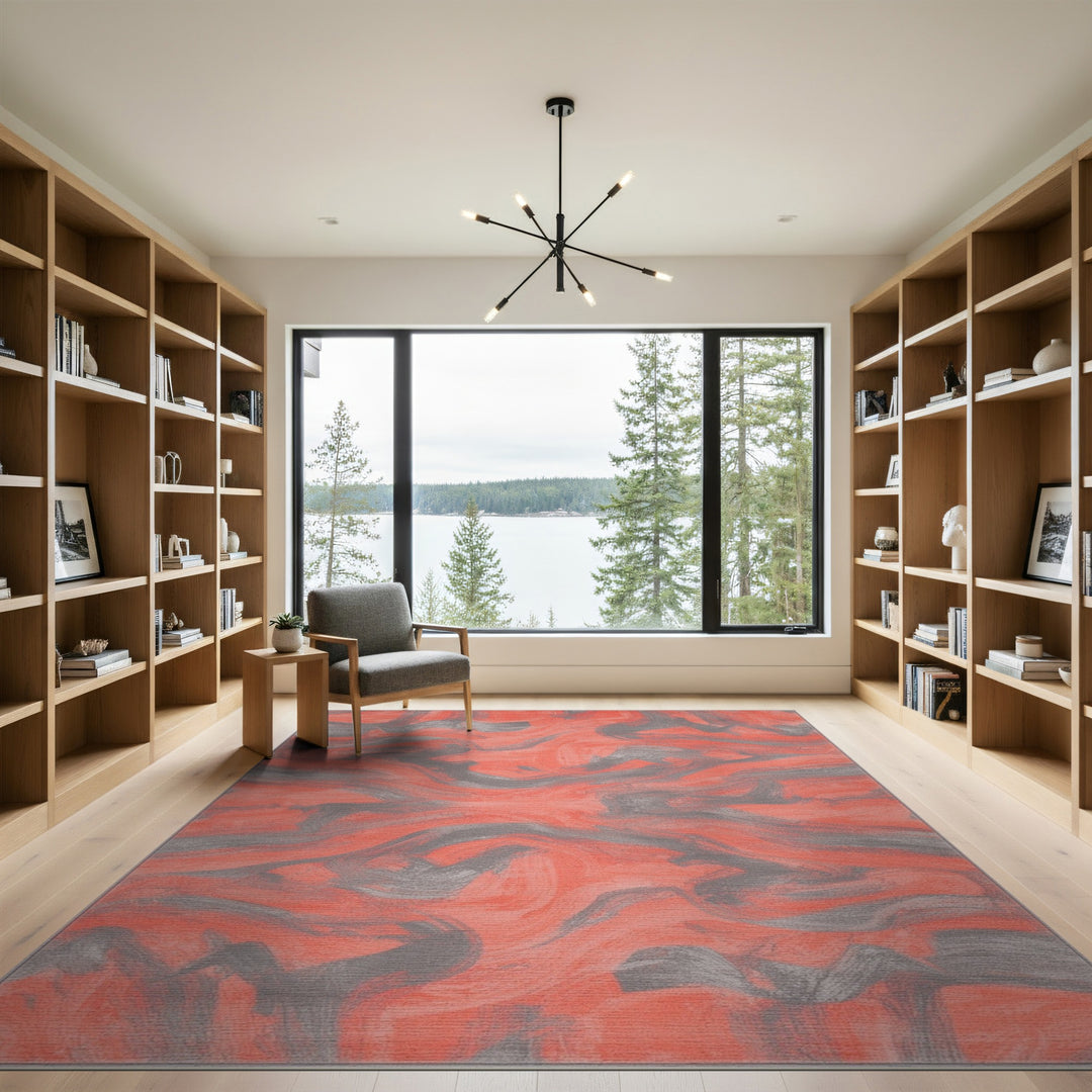 Red Abstract Area Red Abstract Swirl Area Rug