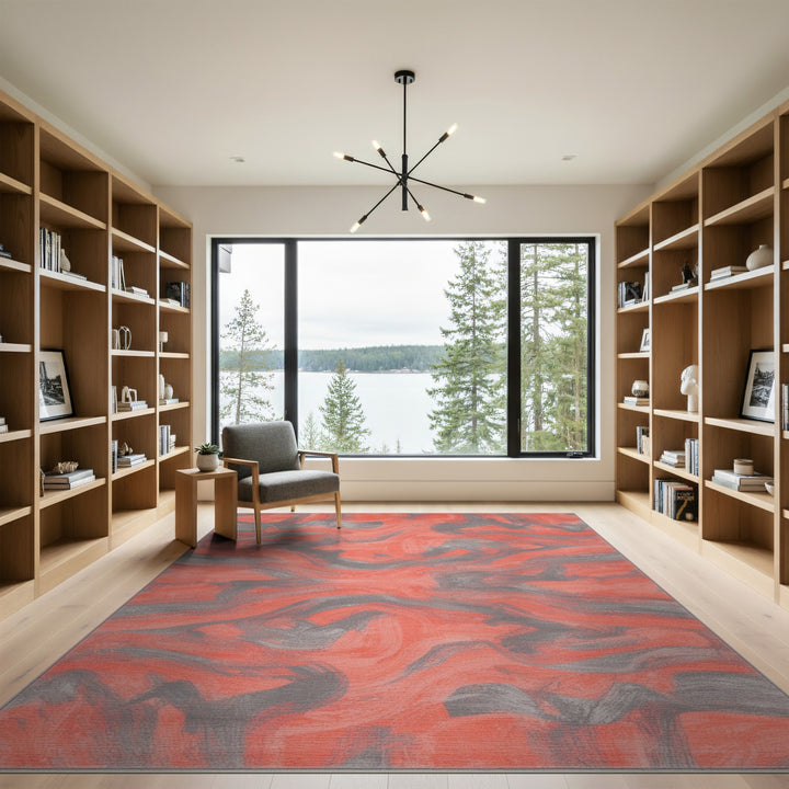 Red Abstract Area Red Abstract Swirl Area Rug