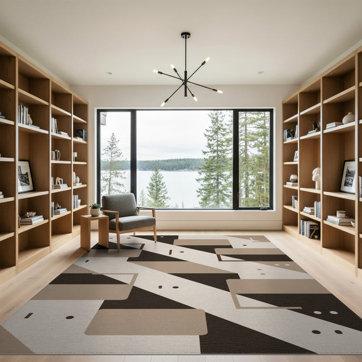 Modern Geometric Brown Tan Area Rug