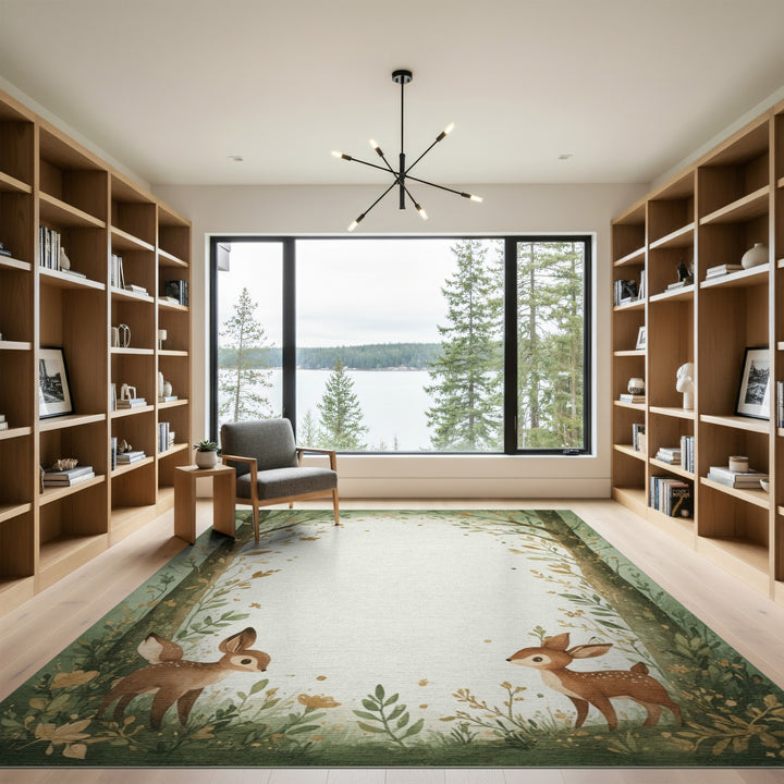 Whimsical Forest Fawns Kids Area Rug