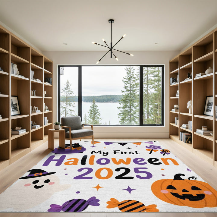 Kids Cartoon Multi-color and Patterns My First Halloween 2025 Kids Area Rug