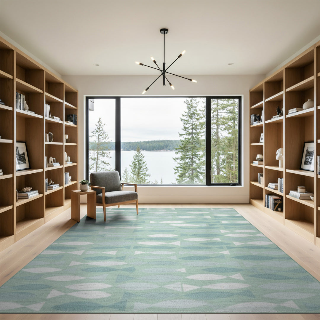 Blue and Teal Blue Teal Fish Area Rug