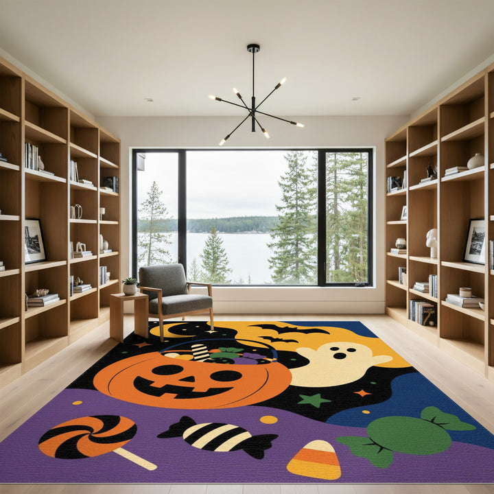 Halloween Pumpkin Ghost Kids Area Rug