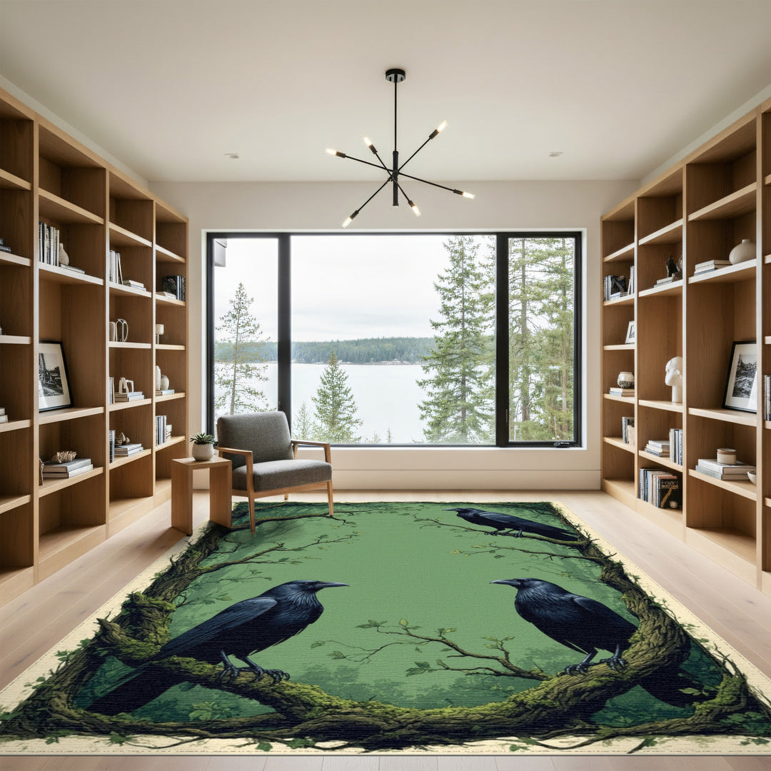Raven Trio Green Forest Area Rug