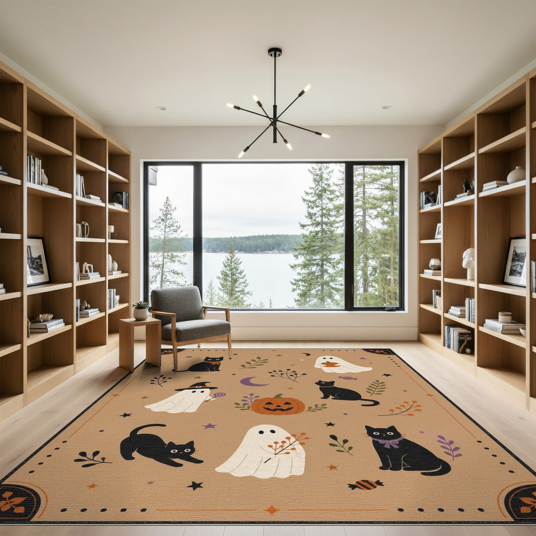 Halloween Black Cats Ghosts Kids Area Rug
