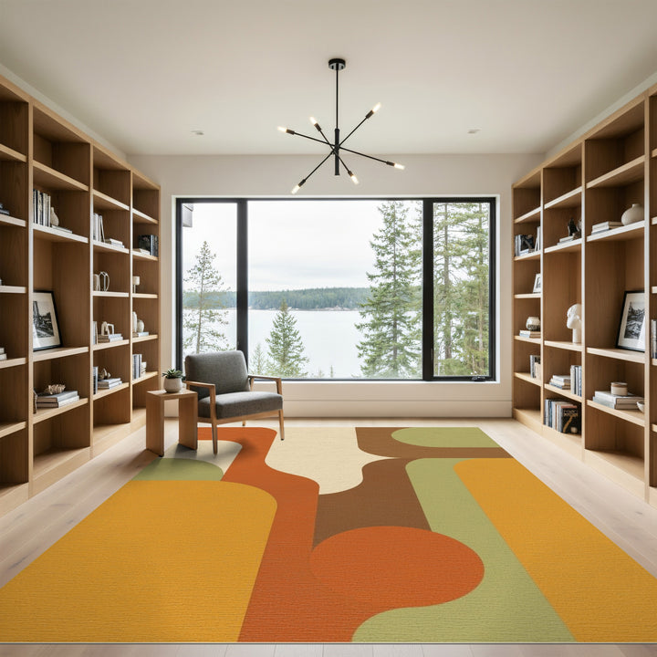 Orange Geometric Modern Area Rug