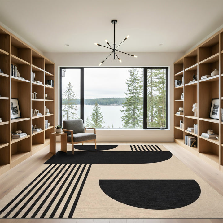 Geometric Modern Black and White Black Geometric Area Rug