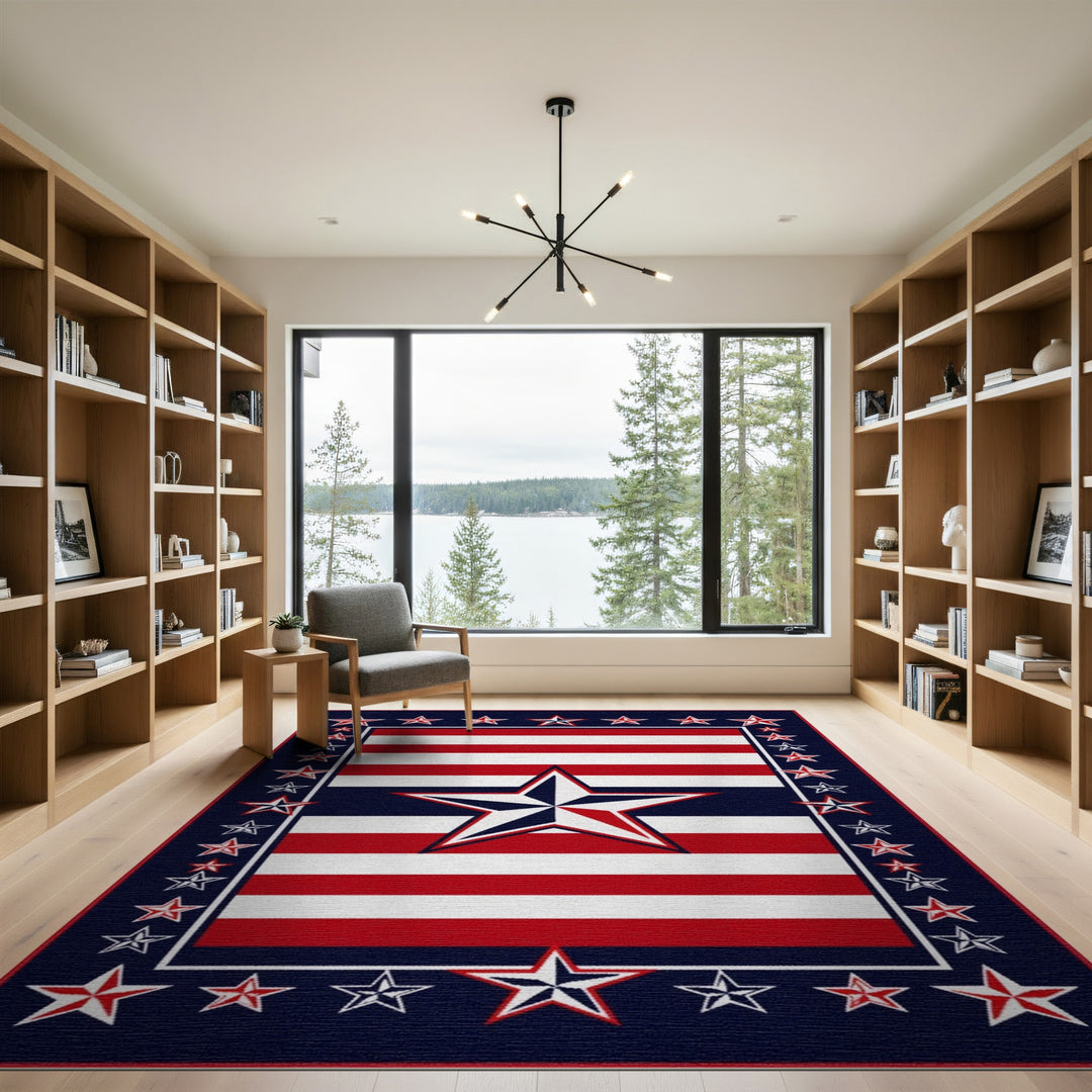 Multi-color and Patterns Patriotic Star Area Rug