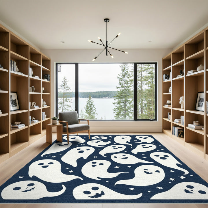 Cute Ghost Friends Blue Kids Area Rug