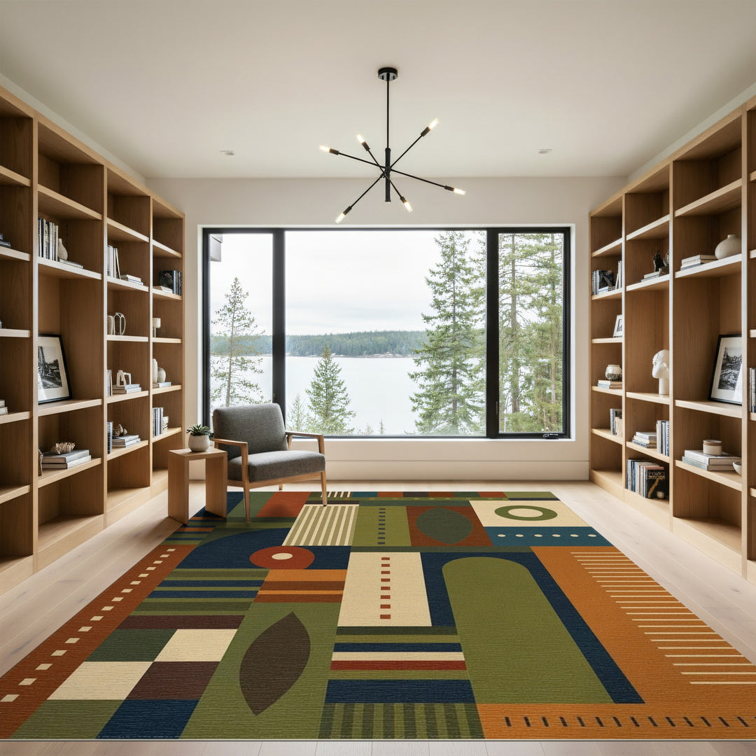 Geometric Modern Multi-color and Patterns Multi-Color Geometric Area Rug