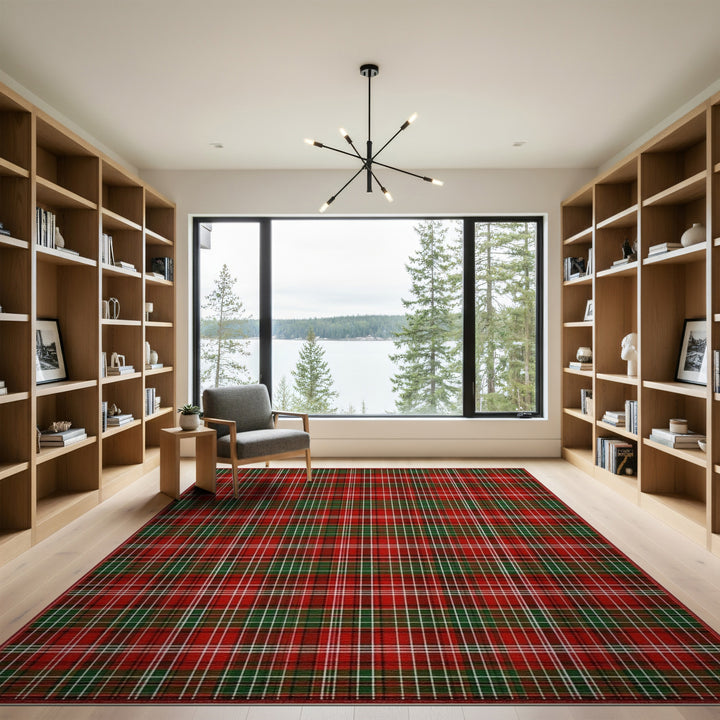 Red Tartan Plaid Washable Area Rug