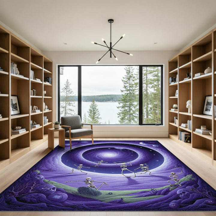 Purple Cosmic Skeleton Dance Area Rug