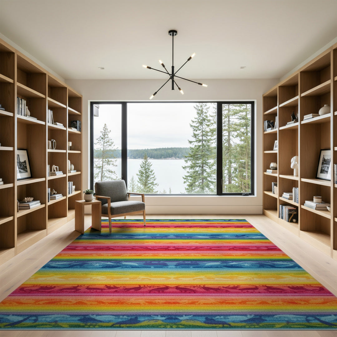 Kids Cartoon Rainbow Dinosaur Kids Area Rug