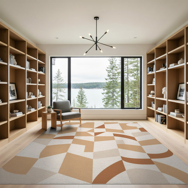 Geometric Brown Tan Area Rug
