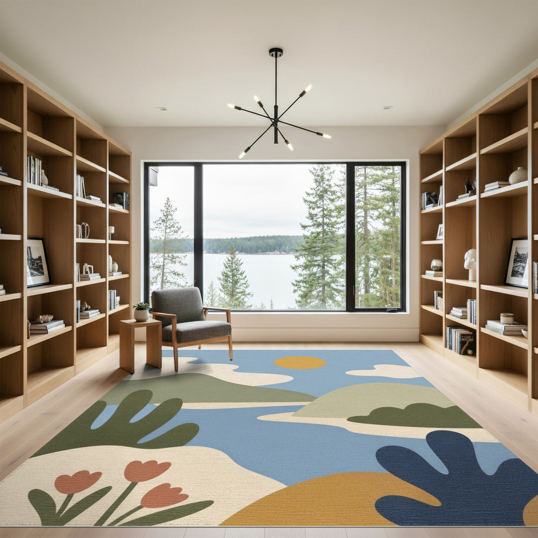 Blue Hills Abstract Landscape Area Rug