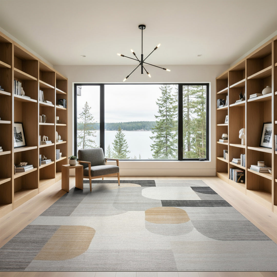 Modern Grey Geometric Area Rug