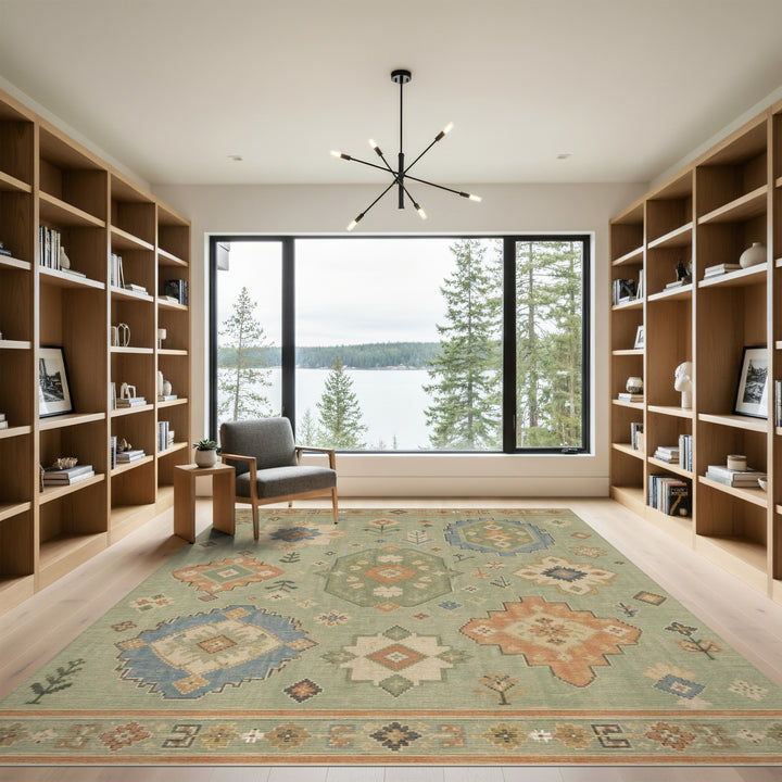 Green Sage Green Heritage Tribal Area Rug