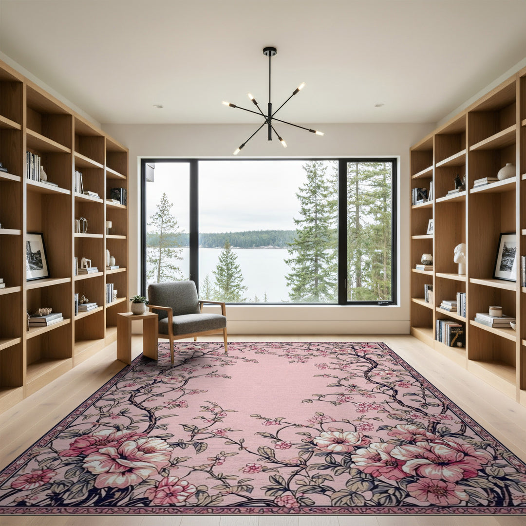Pink Blossom Floral Vintage Area Rug