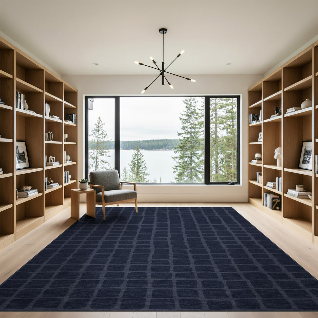 Navy Blue Geometric Area Rug