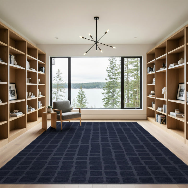 Navy Blue Geometric Area Rug
