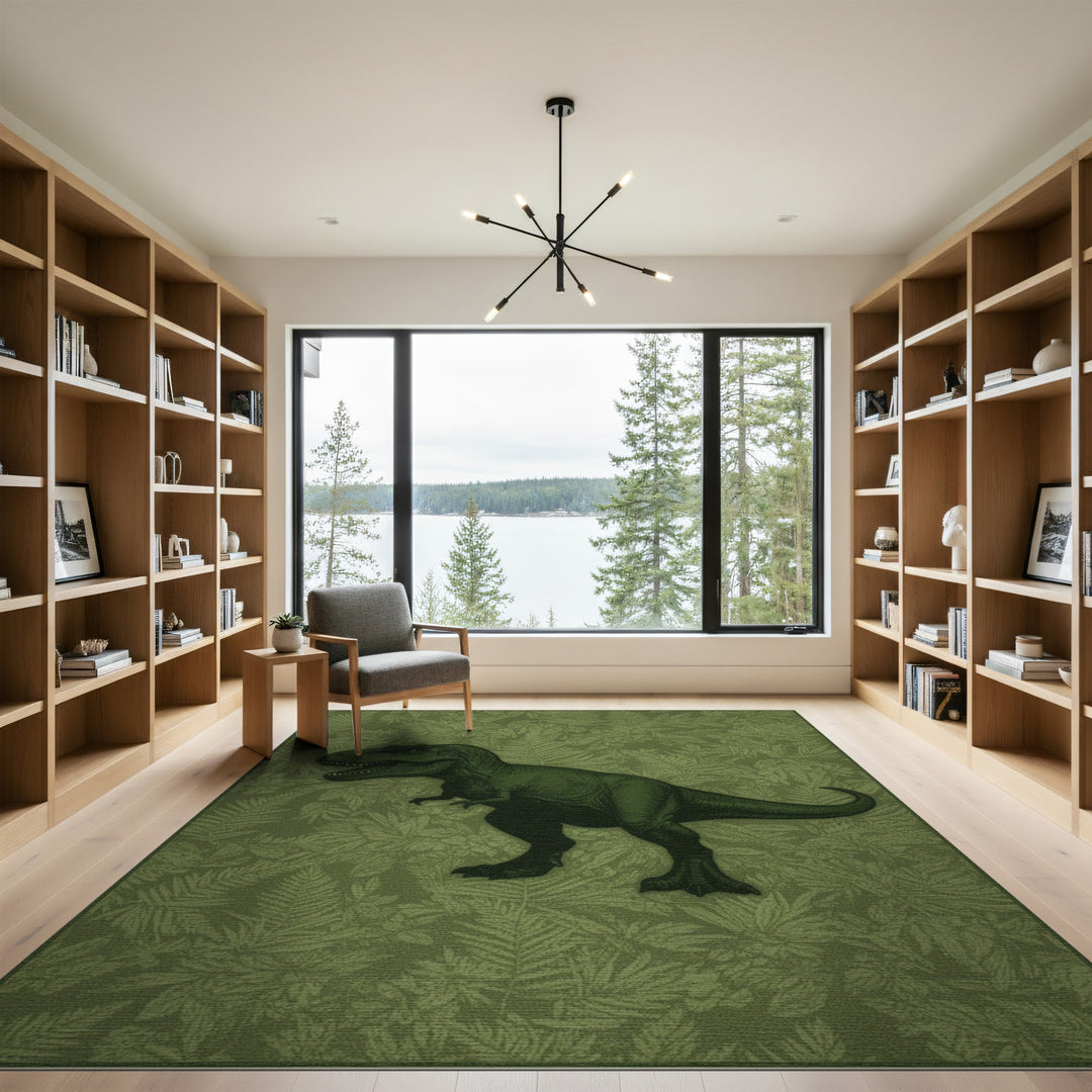 Green T-Rex Dinosaur Area Rug