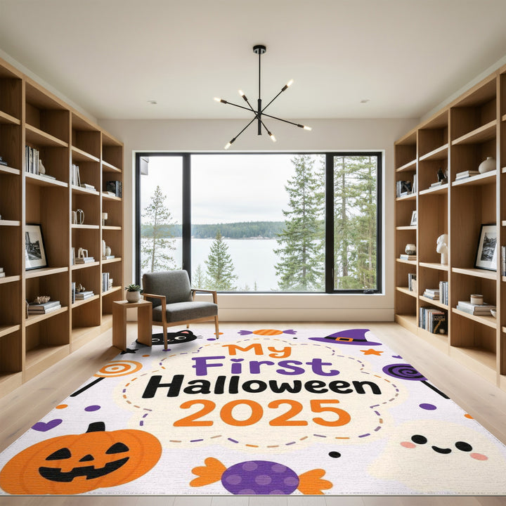Multi-color and Patterns My First Halloween 2025 Kids Area Rug