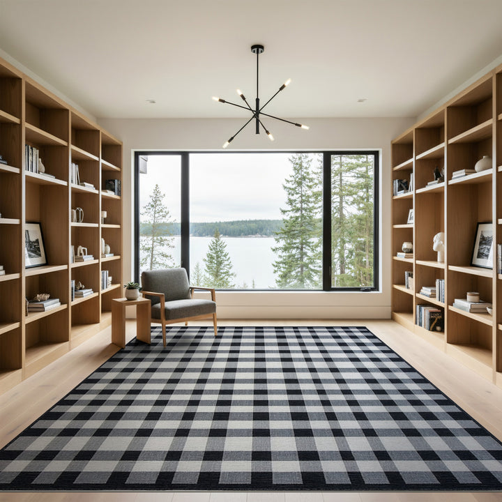 Checkered Geometric Modern Black White Checkered Area Rug