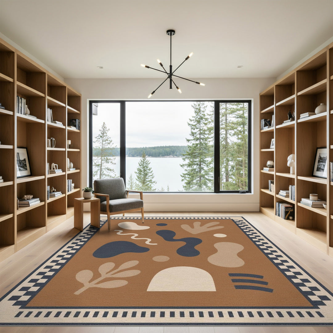 Brown and Tan Abstract Brown Area Rug