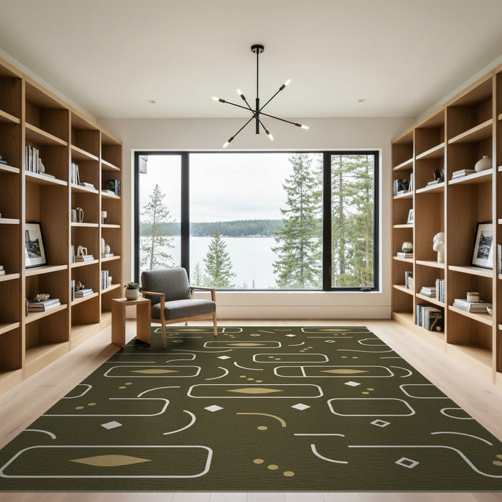 Green Geometric Modern Area Rug