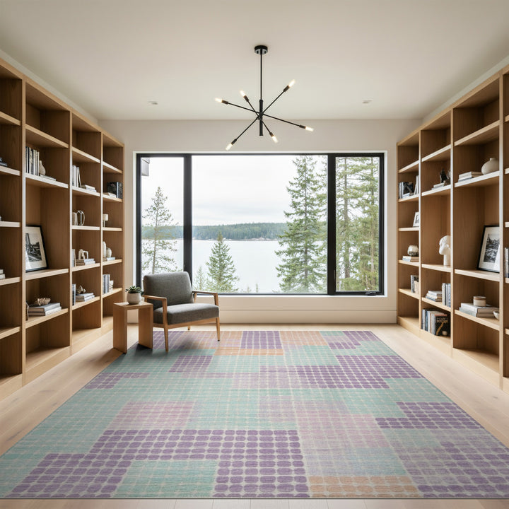 Soft Pastel Geometric Dot Area Rug